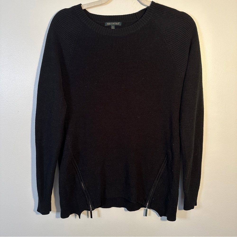For Cynthia Zip Pullover Sweater‎ Womans Size S Black